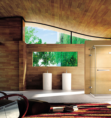 卫生间装修效果图 自然实木打造淋浴房